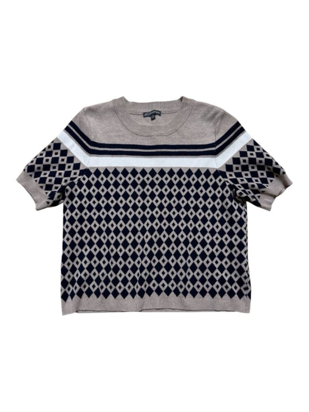 Adrianna Papell Knit Sweater Top Women’s Medium Geometric Diamond Pattern